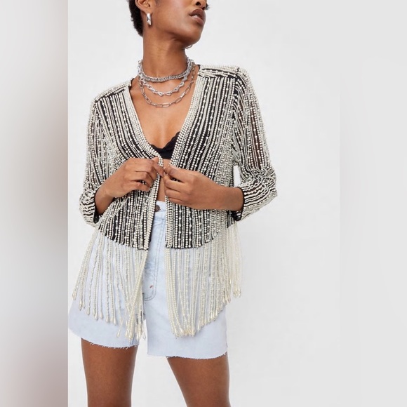 NASTY GAL PEARL JACKET (NWT) SIZE 10 - Picture 5 of 6